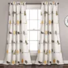 Rowley Birds Yellow & Gray Room-Darkening Rod Pocket Curtain Panel Pair, (84") -DHP Sales Store 810468265