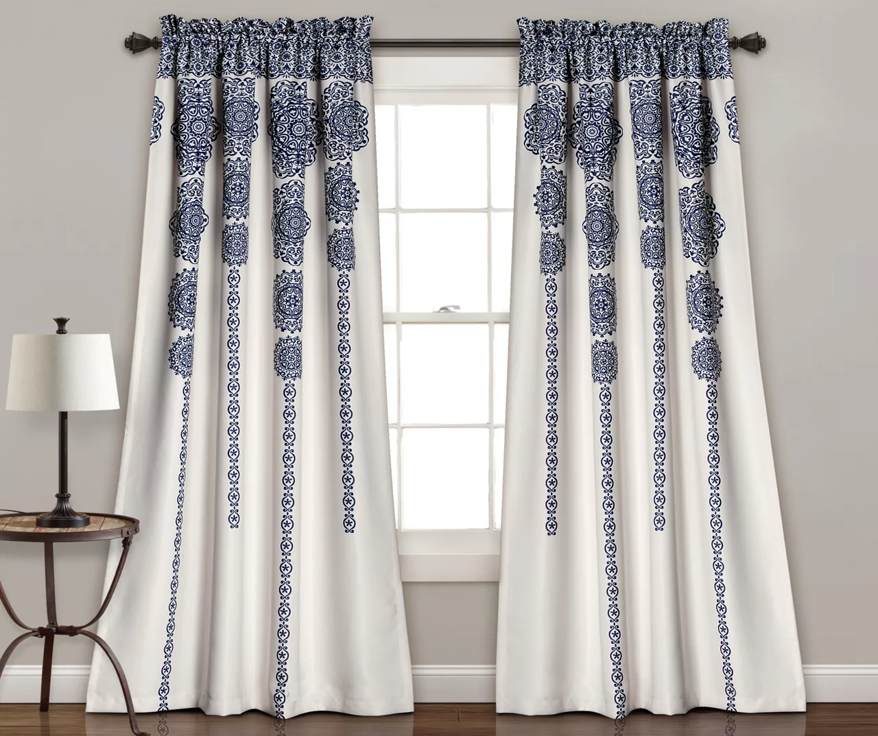 Stripe Medallion Room-Darkening Rod Pocket Curtain Panel Pair 6 Stripe Medallion Room-Darkening Rod Pocket Curtain Panel Pair - Image 4