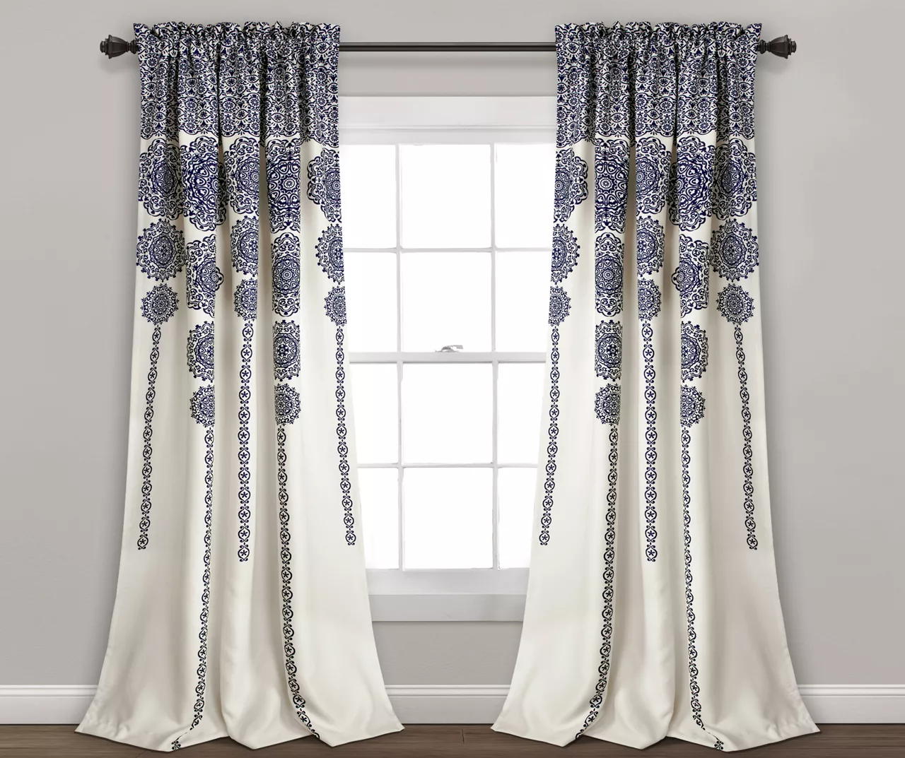 Stripe Medallion Room-Darkening Rod Pocket Curtain Panel Pair 7 Stripe Medallion Room-Darkening Rod Pocket Curtain Panel Pair - Image 5