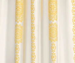 Stripe Medallion Yellow Room-Darkening Rod Pocket Curtain Panel Pair, (84") -DHP Sales Store 810468272 2 1