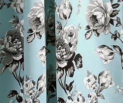 Tania Floral Blue & Gray Room-Darkening Back Tab Curtain Panel Pair, (95") -DHP Sales Store 810468279 3 1