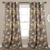 Tania Floral Gray & Yellow Room-Darkening Back Tab Curtain Panel Pair, (95") -DHP Sales Store 810468283 1