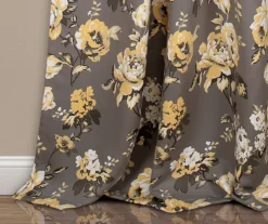 Tania Floral Gray & Yellow Room-Darkening Back Tab Curtain Panel Pair, (95") -DHP Sales Store 810468283 2