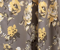 Tania Floral Gray & Yellow Room-Darkening Back Tab Curtain Panel Pair, (95") -DHP Sales Store 810468283 3
