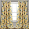 Tania Floral Yellow & Blue Room-Darkening Back Tab Curtain Panel Pair, (84") -DHP Sales Store 810468285 1