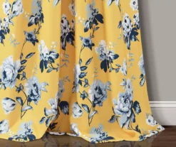 Tania Floral Yellow & Blue Room-Darkening Back Tab Curtain Panel Pair, (84") -DHP Sales Store 810468285 2