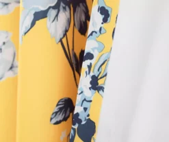 Tania Floral Yellow & Blue Room-Darkening Back Tab Curtain Panel Pair, (84") -DHP Sales Store 810468285 4