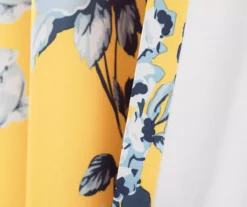 Tania Floral Yellow & Blue Room-Darkening Back Tab Curtain Panel Pair, (95") 14 Tania Floral Yellow & Blue Room-Darkening Back Tab Curtain Panel Pair, (95") -DHP Sales Store 810468286 4