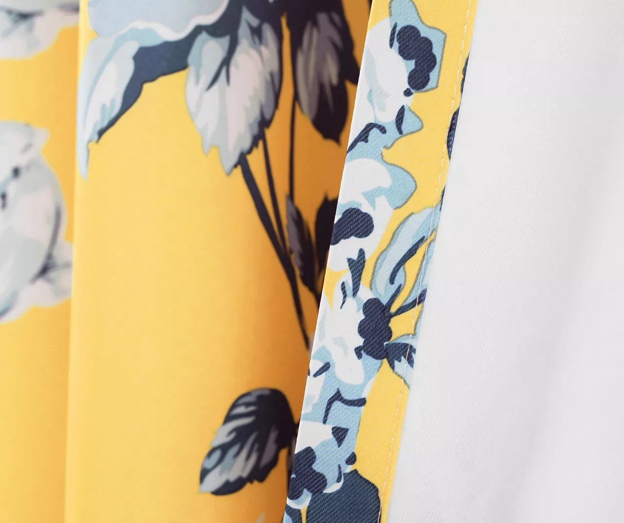 Tania Floral Yellow & Blue Room-Darkening Back Tab Curtain Panel Pair, (95") 7 Tania Floral Yellow & Blue Room-Darkening Back Tab Curtain Panel Pair, (95") - Image 5