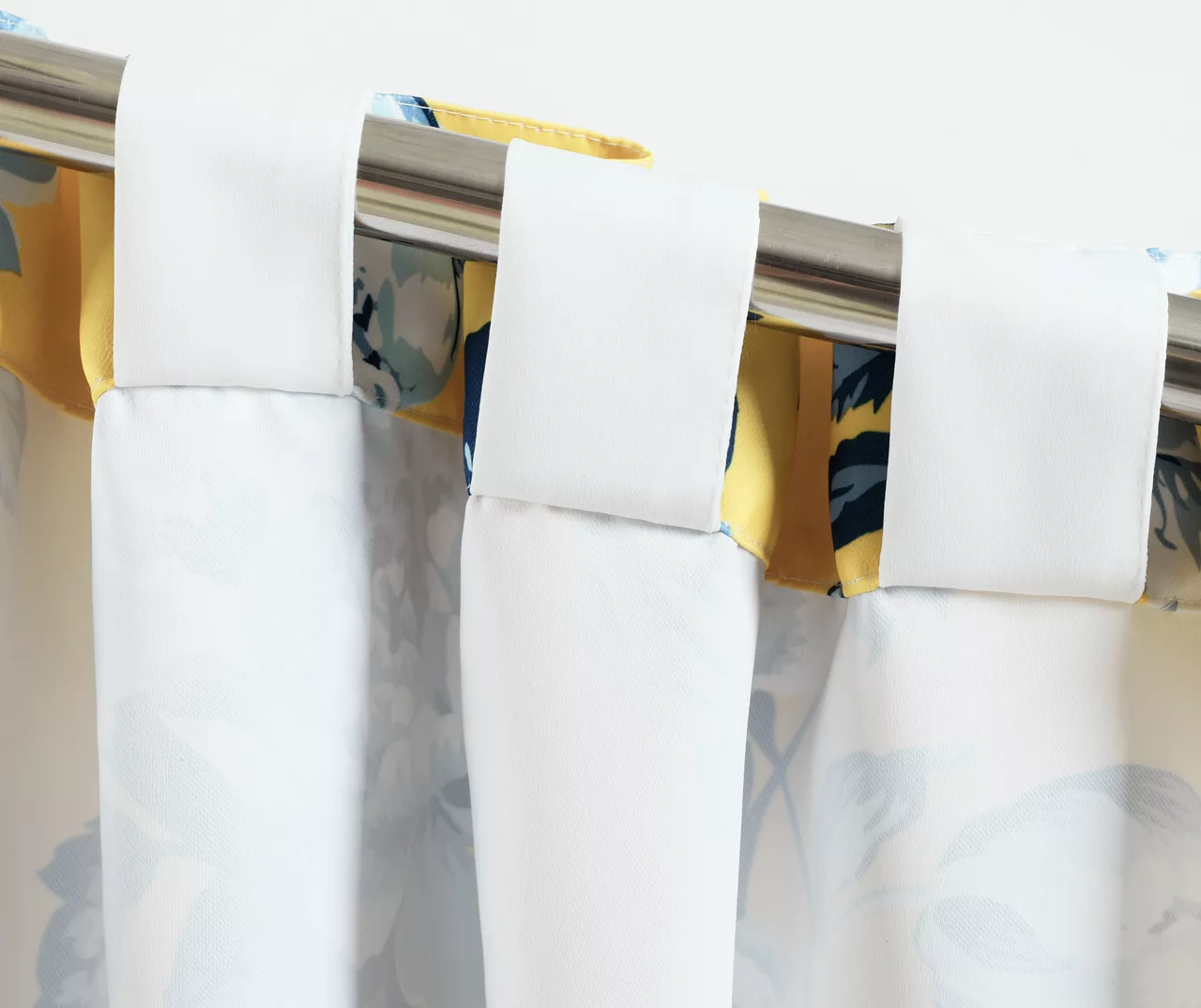 Tania Floral Yellow & Blue Room-Darkening Back Tab Curtain Panel Pair, (95") 8 Tania Floral Yellow & Blue Room-Darkening Back Tab Curtain Panel Pair, (95") - Image 6