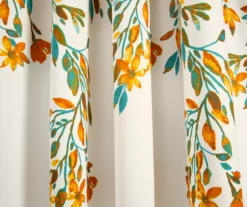 Tanisha Tangerine & Turquoise Floral Room-Darkening Rod Pocket Curtain Panel Pair, (84") -DHP Sales Store 810468289 2