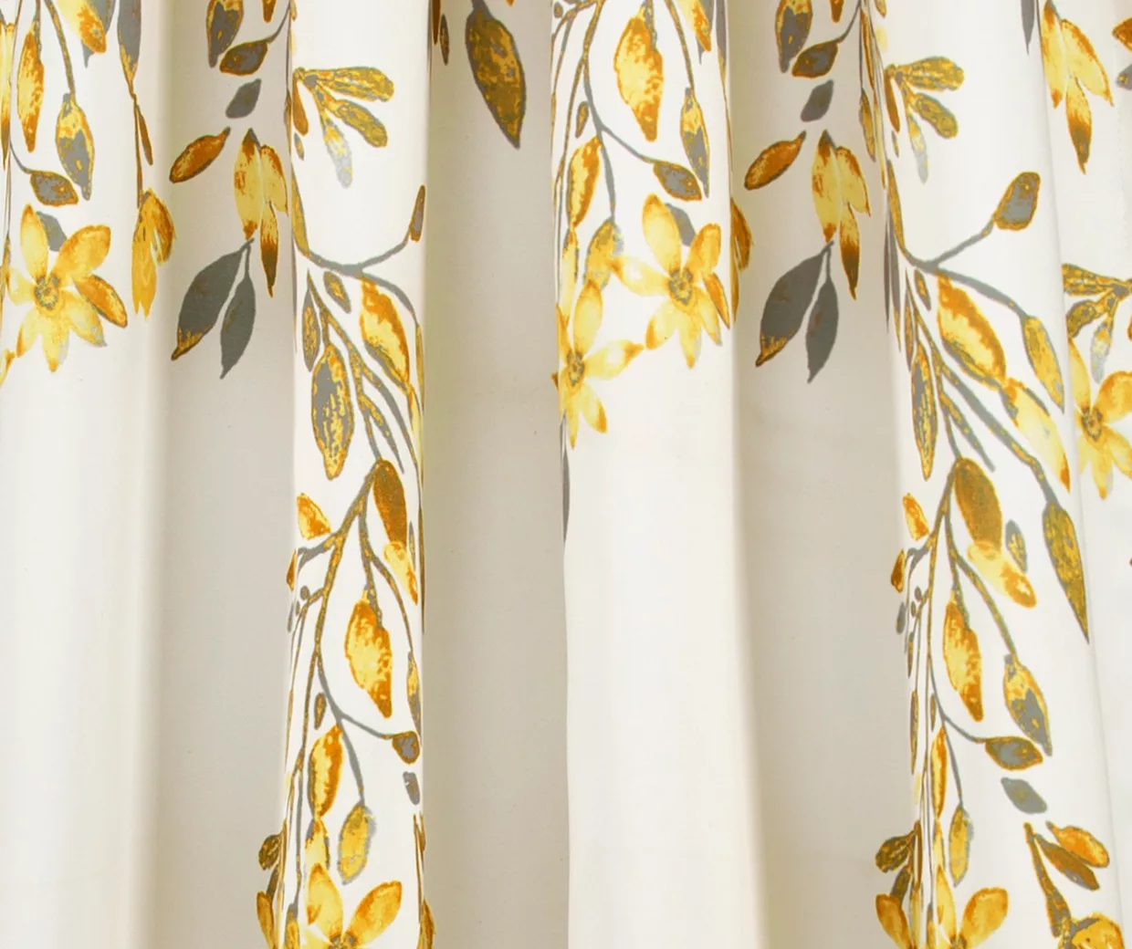 Tanisha Yellow & Gray Floral Room-Darkening Rod Pocket Curtain Panel Pair, (84") 5 Tanisha Yellow & Gray Floral Room-Darkening Rod Pocket Curtain Panel Pair, (84") - Image 3