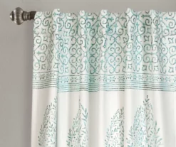 Teardrop Leaf Blue Room-Darkening Back Tab Curtain Panel Pair, (84") 8 Teardrop Leaf Blue Room-Darkening Back Tab Curtain Panel Pair, (84") -DHP Sales Store 810468291 2 1