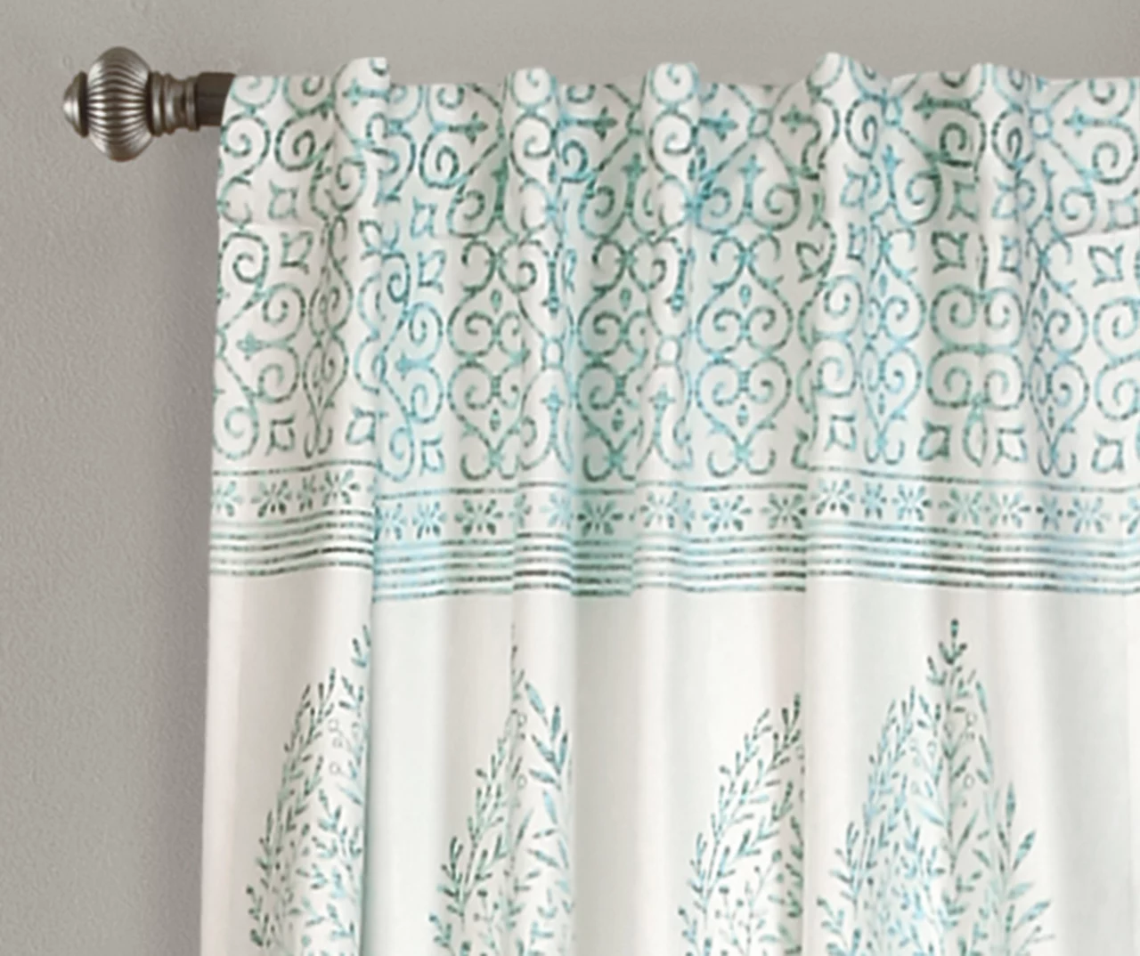 Teardrop Leaf Blue Room-Darkening Back Tab Curtain Panel Pair, (84") 5 Teardrop Leaf Blue Room-Darkening Back Tab Curtain Panel Pair, (84") - Image 3