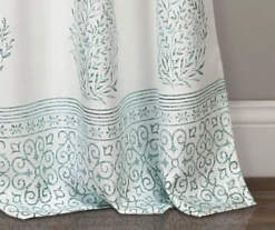 Teardrop Leaf Blue Room-Darkening Back Tab Curtain Panel Pair, (84") 9 Teardrop Leaf Blue Room-Darkening Back Tab Curtain Panel Pair, (84") -DHP Sales Store 810468291 3 1