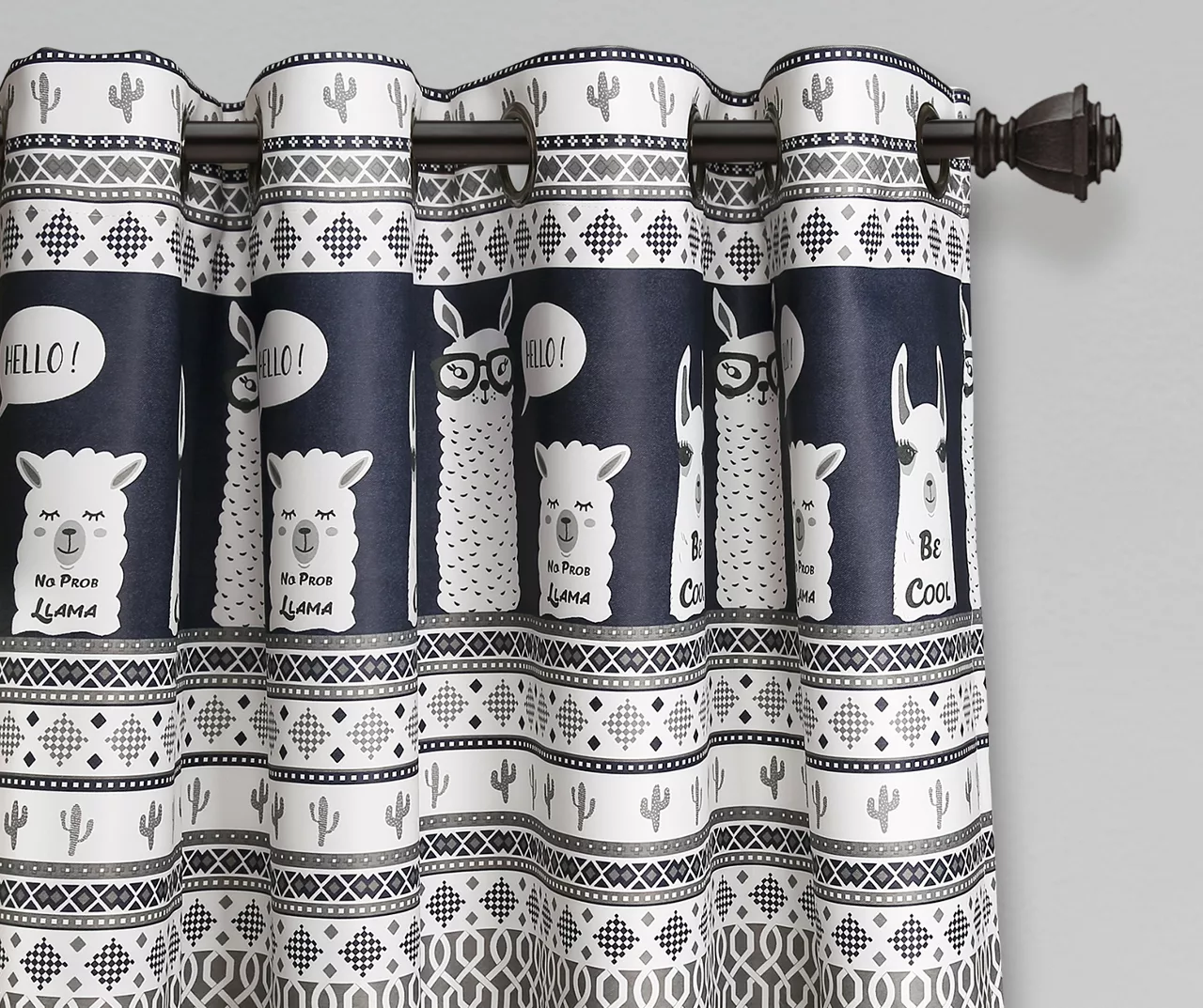 Llama Stripe Navy Room-Darkening Grommet Curtain Panel Pair, (84") 4 Llama Stripe Navy Room-Darkening Grommet Curtain Panel Pair, (84") - Image 2