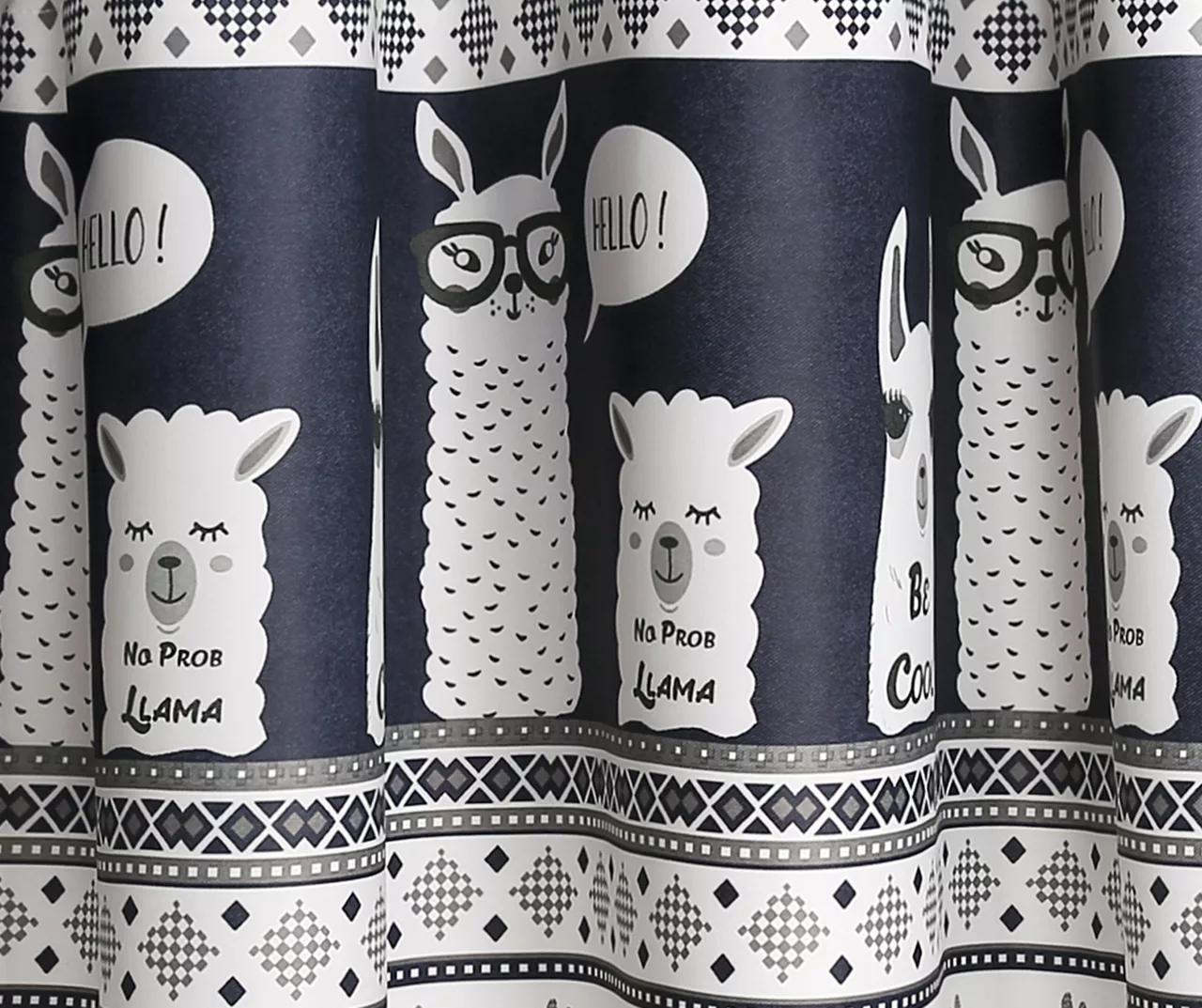 Llama Stripe Navy Room-Darkening Grommet Curtain Panel Pair, (84") 5 Llama Stripe Navy Room-Darkening Grommet Curtain Panel Pair, (84") - Image 3