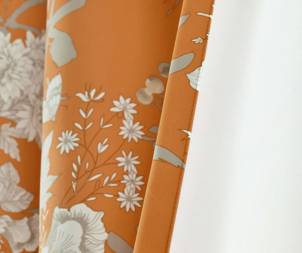 Botanical Garden Orange Room-Darkening Rod Pocket Curtain Panel Pair, (84") 7 Botanical Garden Orange Room-Darkening Rod Pocket Curtain Panel Pair, (84") - Image 5