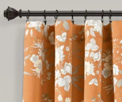 Botanical Garden Orange Room-Darkening Rod Pocket Curtain Panel Pair, (95") -DHP Sales Store 810468297 1