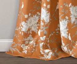 Botanical Garden Orange Room-Darkening Rod Pocket Curtain Panel Pair, (95") -DHP Sales Store 810468297 3