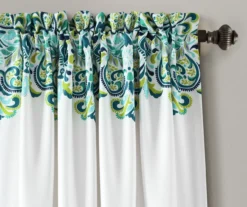 Clara Blue & Green Paisley Room-Darkening Rod Pocket Curtain Panel Pair, (84") -DHP Sales Store 810468305 1