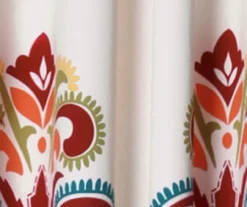 Clara Turquoise & Tangerine Paisley Room-Darkening Grommet Curtain Panel Pair, (63") -DHP Sales Store 810468306 1