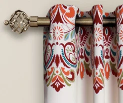 Clara Turquoise & Tangerine Paisley Room-Darkening Grommet Curtain Panel Pair, (63") -DHP Sales Store 810468306 2