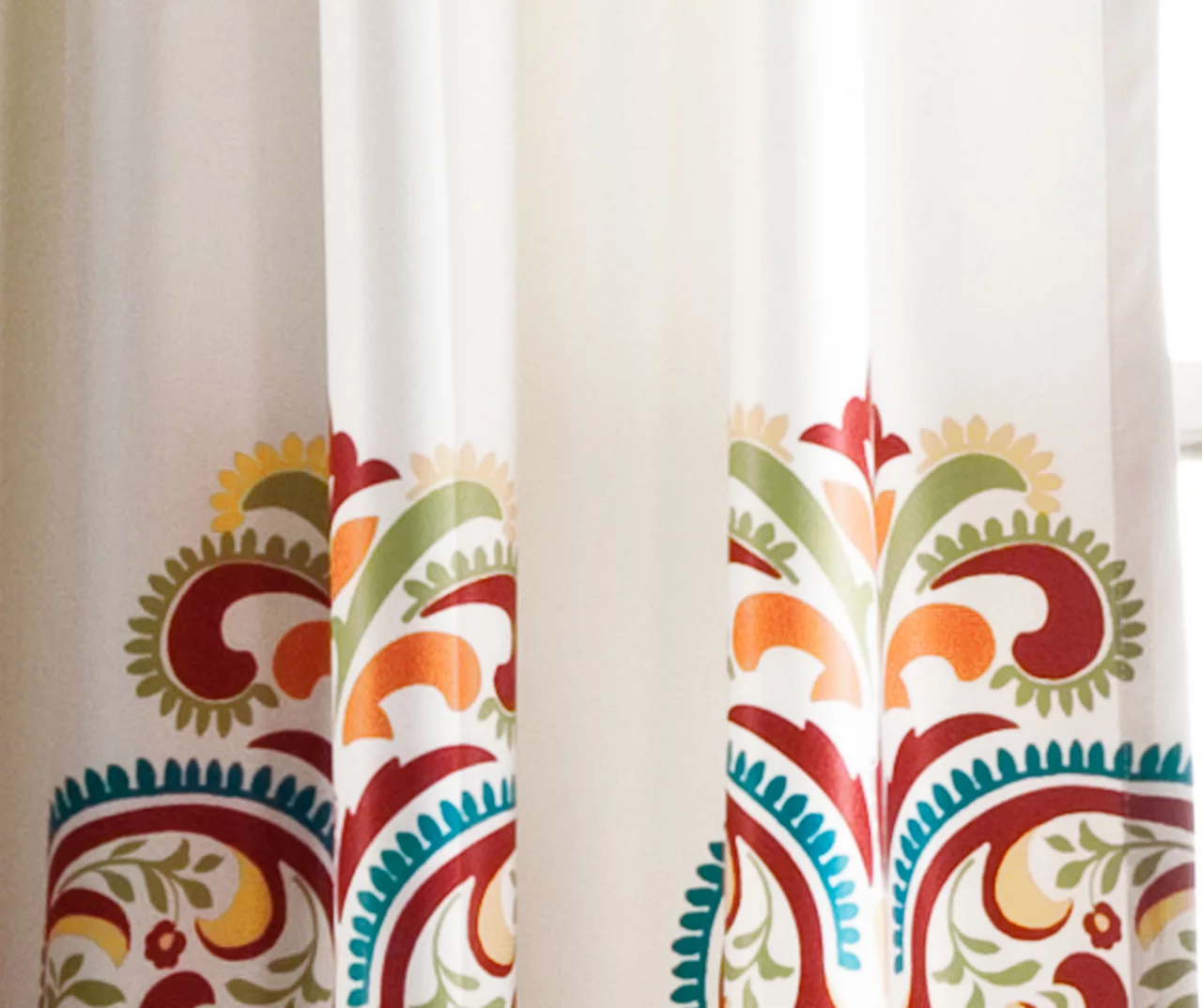 Clara Turquoise & Tangerine Paisley Room-Darkening Rod Pocket Curtain Panel Pair, (84") 5 Clara Turquoise & Tangerine Paisley Room-Darkening Rod Pocket Curtain Panel Pair, (84") - Image 3