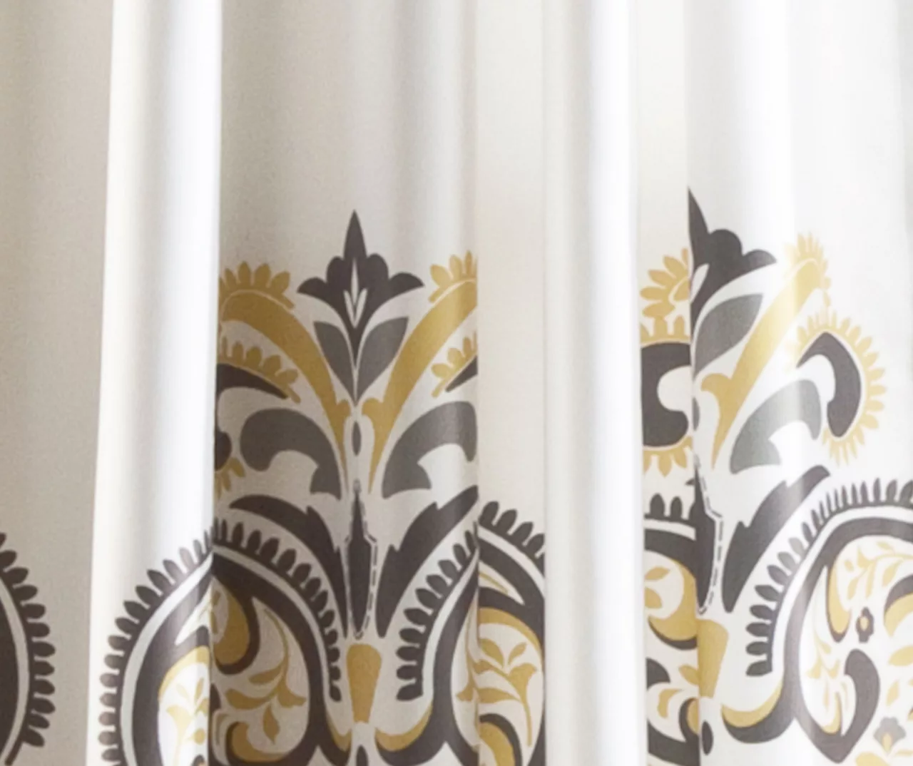 Clara Gray & Yellow Paisley Room-Darkening Rod Pocket Curtain Panel Pair, (84") 6 Clara Gray & Yellow Paisley Room-Darkening Rod Pocket Curtain Panel Pair, (84") - Image 4