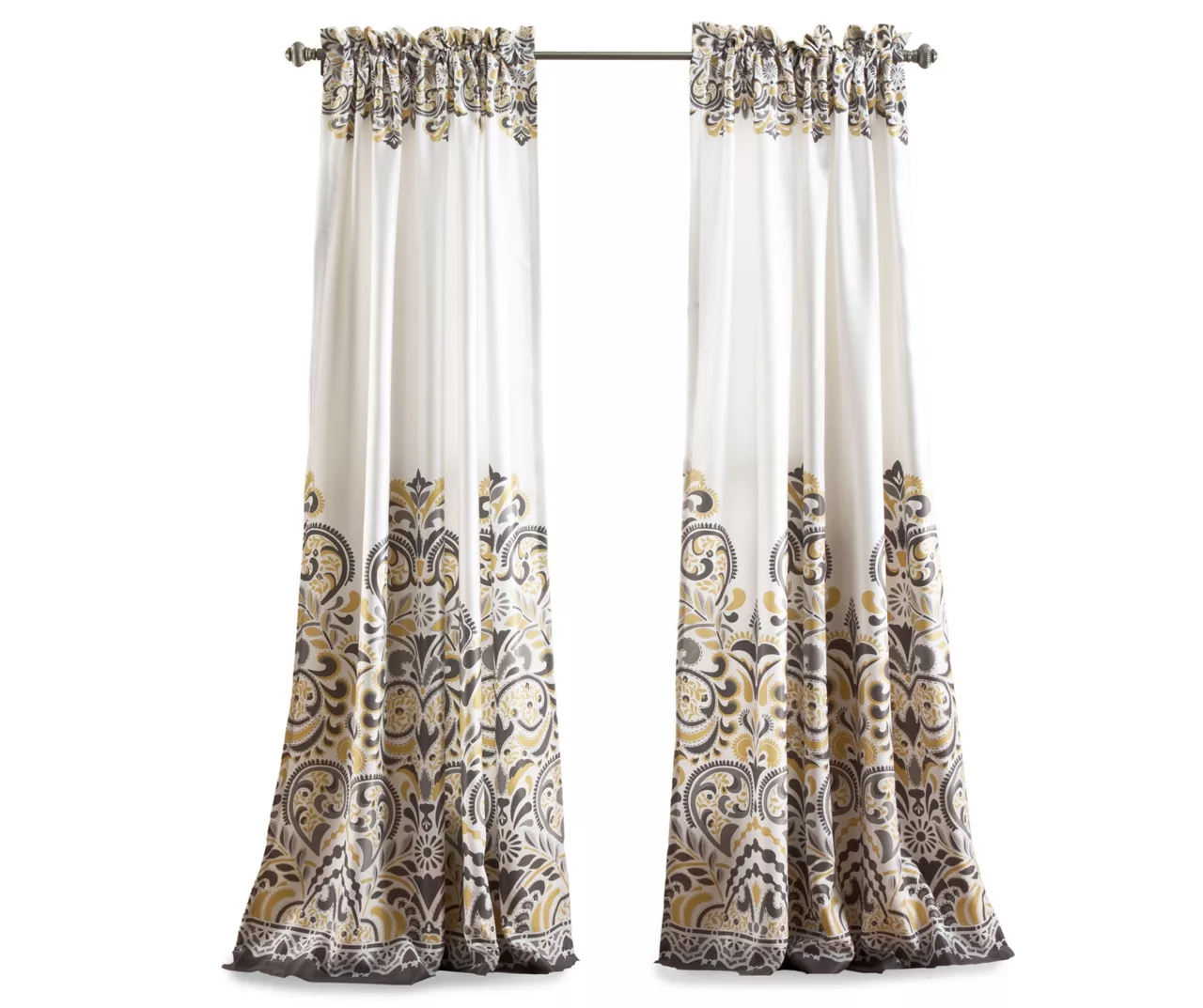 Clara Gray & Yellow Paisley Room-Darkening Rod Pocket Curtain Panel Pair, (84") 10 Clara Gray & Yellow Paisley Room-Darkening Rod Pocket Curtain Panel Pair, (84") - Image 8