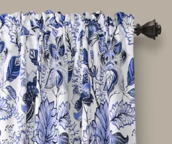 Cynthia Jacobean Blue Room-Darkening Rod Pocket Curtain Panel Pair, (95") -DHP Sales Store 810468314 1 1