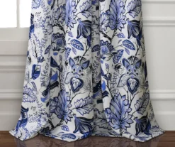 Cynthia Jacobean Blue Room-Darkening Rod Pocket Curtain Panel Pair, (95") -DHP Sales Store 810468314 3 1