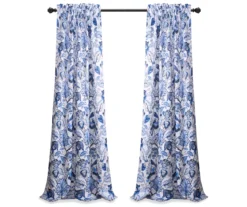 Cynthia Jacobean Blue Room-Darkening Rod Pocket Curtain Panel Pair, (95") -DHP Sales Store 810468314 7