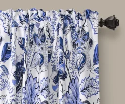 Cynthia Jacobean Blue Room-Darkening Rod Pocket Curtain Panel Pair, (84") -DHP Sales Store 810468315 1 1