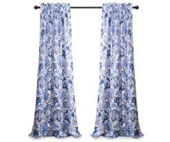 Cynthia Jacobean Blue Room-Darkening Rod Pocket Curtain Panel Pair -DHP Sales Store 810468315 7
