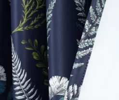 Devonia Allover Navy & Green Floral Room-Darkening Rod Pocket Curtain Panel Pair, (84") -DHP Sales Store 810468316 4 1