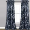 Devonia Allover Navy & Green Floral Room-Darkening Rod Pocket Curtain Panel Pair, (84") -DHP Sales Store 810468316 8