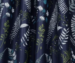 Devonia Allover Navy & Green Floral Room-Darkening Rod Pocket Curtain Panel Pair, (95") -DHP Sales Store 810468317 2 1