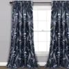 Devonia Allover Navy & Green Floral Room-Darkening Rod Pocket Curtain Panel Pair, (95") -DHP Sales Store 810468317 6