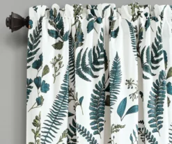 Devonia Allover White & Green Floral Room-Darkening Rod Pocket Curtain Panel Pair, (84") -DHP Sales Store 810468318 1