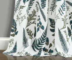 Devonia Allover White & Green Floral Room-Darkening Rod Pocket Curtain Panel Pair, (84") -DHP Sales Store 810468318 3