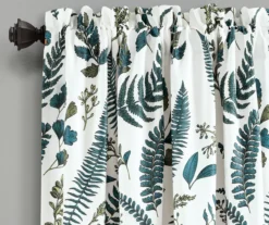 Devonia Allover White & Green Floral Room-Darkening Rod Pocket Curtain Panel Pair, (95") -DHP Sales Store 810468319 1