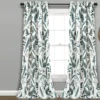 Devonia Allover White & Green Floral Room-Darkening Rod Pocket Curtain Panel Pair, (95") -DHP Sales Store 810468319