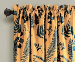Devonia Allover Yellow & Blue Floral Room-Darkening Rod Pocket Curtain Panel Pair, (95") -DHP Sales Store 810468323 1 1