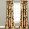 Devonia Allover Yellow & Blue Floral Room-Darkening Rod Pocket Curtain Panel Pair, (95") -DHP Sales Store 810468323 1