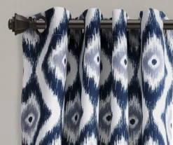 Diamond Ikat Navy Room-Darkening Grommet Curtain Panel Pair, (84") -DHP Sales Store 810468325 1