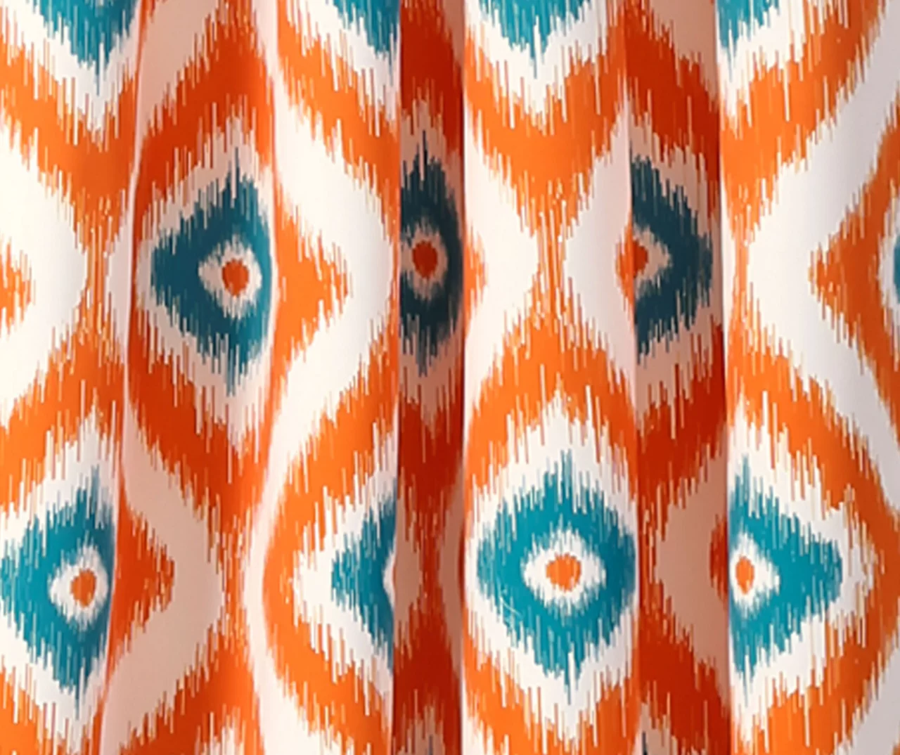 Diamond Ikat Turquoise & Orange Room-Darkening Grommet Curtain Panel Pair, (84") 5 Diamond Ikat Turquoise & Orange Room-Darkening Grommet Curtain Panel Pair, (84") - Image 3