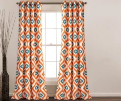 Diamond Ikat Room-Darkening Grommet Curtain Panel Pair, (84") -DHP Sales Store 810468326 4