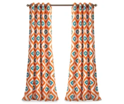 Diamond Ikat Turquoise & Orange Room-Darkening Grommet Curtain Panel Pair, (84") 15 Diamond Ikat Turquoise & Orange Room-Darkening Grommet Curtain Panel Pair, (84") -DHP Sales Store 810468326 7