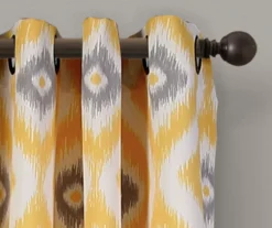 Diamond Ikat Yellow & Gray Room-Darkening Grommet Curtain Panel Pair, (84") -DHP Sales Store 810468327 1 1